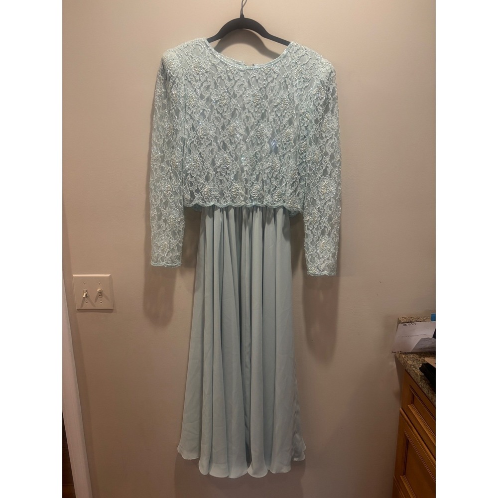 Vintage Jack Bryan Lace Dress Bolero Set Sz‎ 6 Formal Occasion Blue Mother Bride